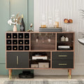 47 Inch Walnut Black Kitchen Sideboard Buffet Storage Cabinet with Wine Rack H56865