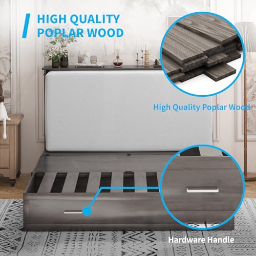Queen Size Murphy Bed with Tri-Fold Mattress J2182