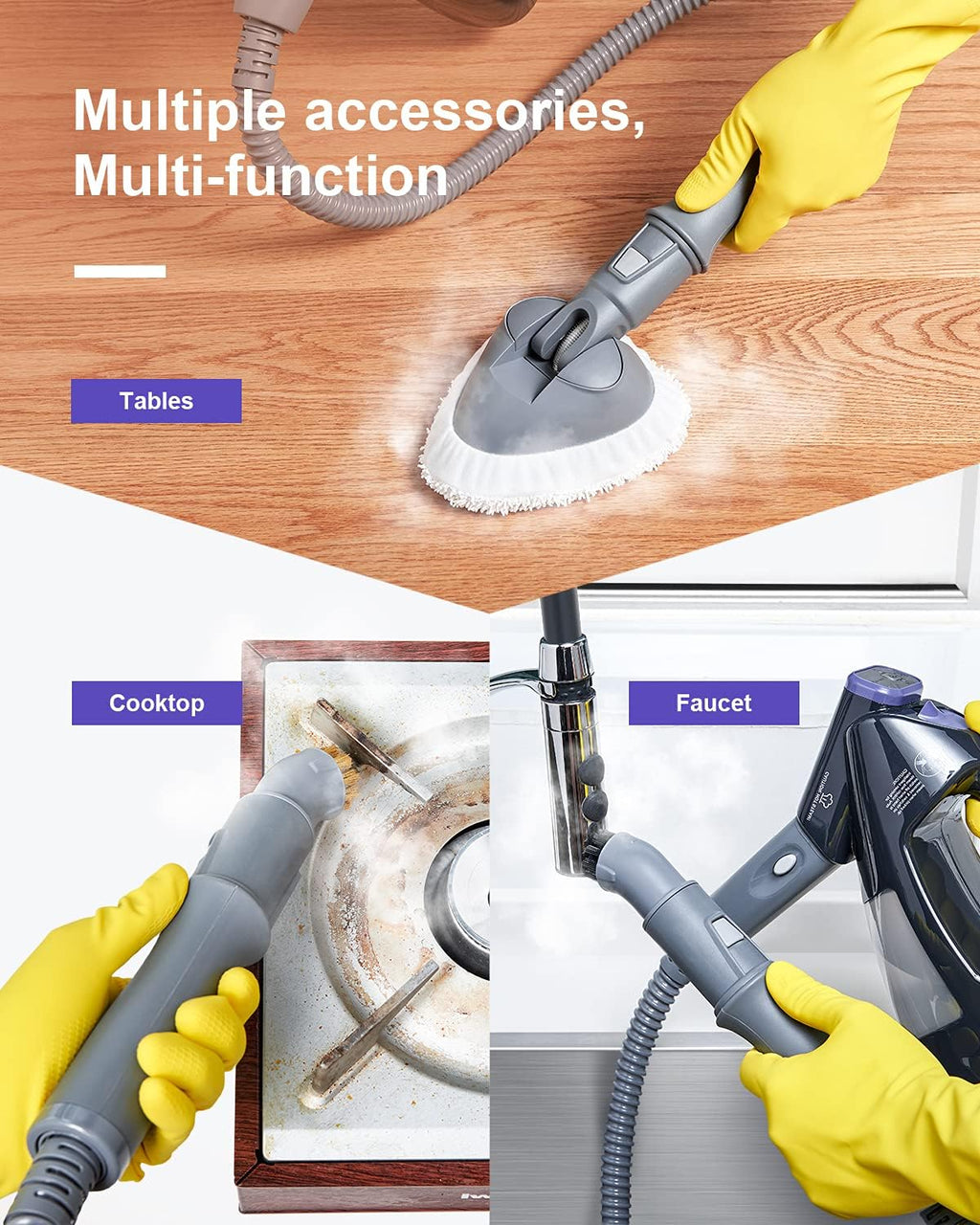 9-in-1 Steam Mop Cleaner with Detachable Handheld Unit R109236