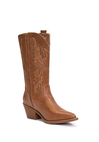 Cowboy Boots Pull On Pointy Toe Mid Calf Boots V407