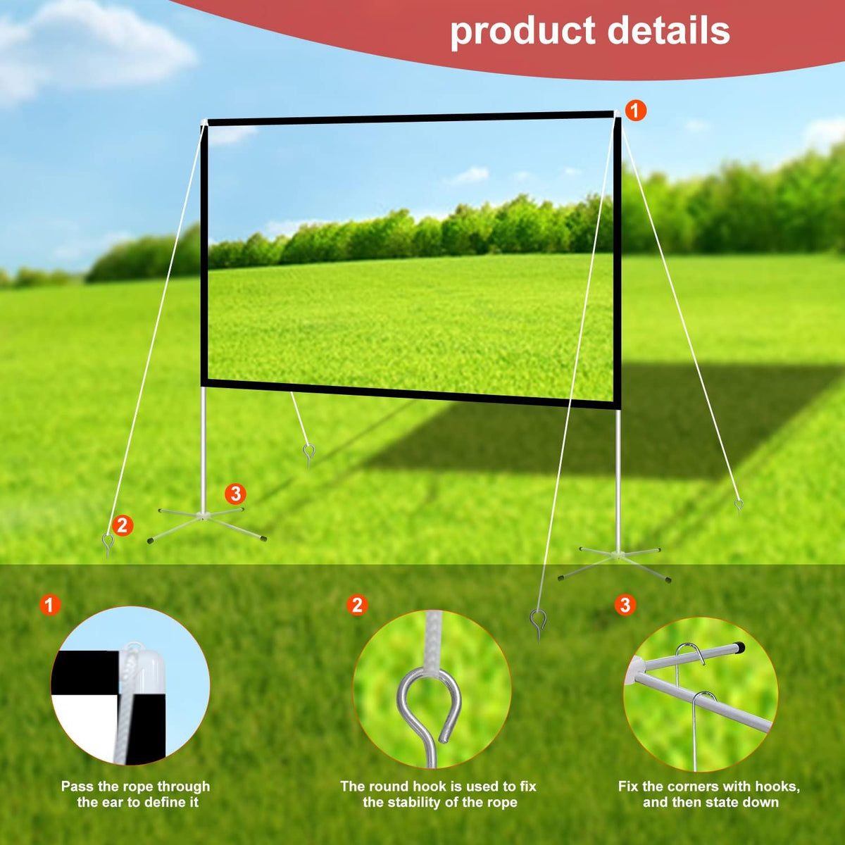 100 Inch Foldable Projector Screen with Stand and Carry Bag A81366