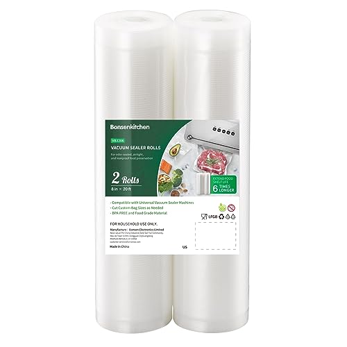 Vacuum Sealer Bags, 6 Pack 11" x 20' and 8" x 20' BPA Free U805260