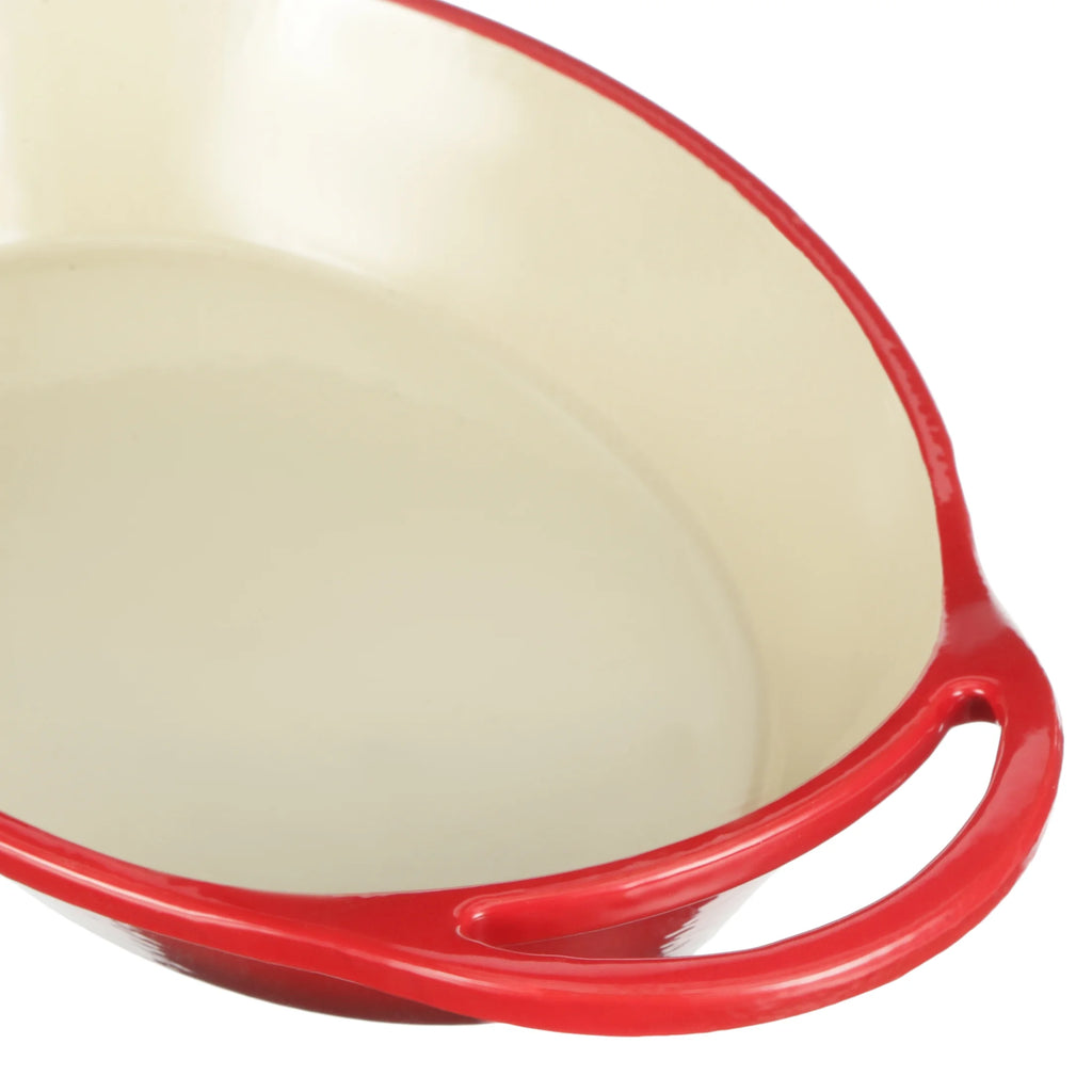 Red Enameled Cast Iron 2 Quart Oval Casserole U46304