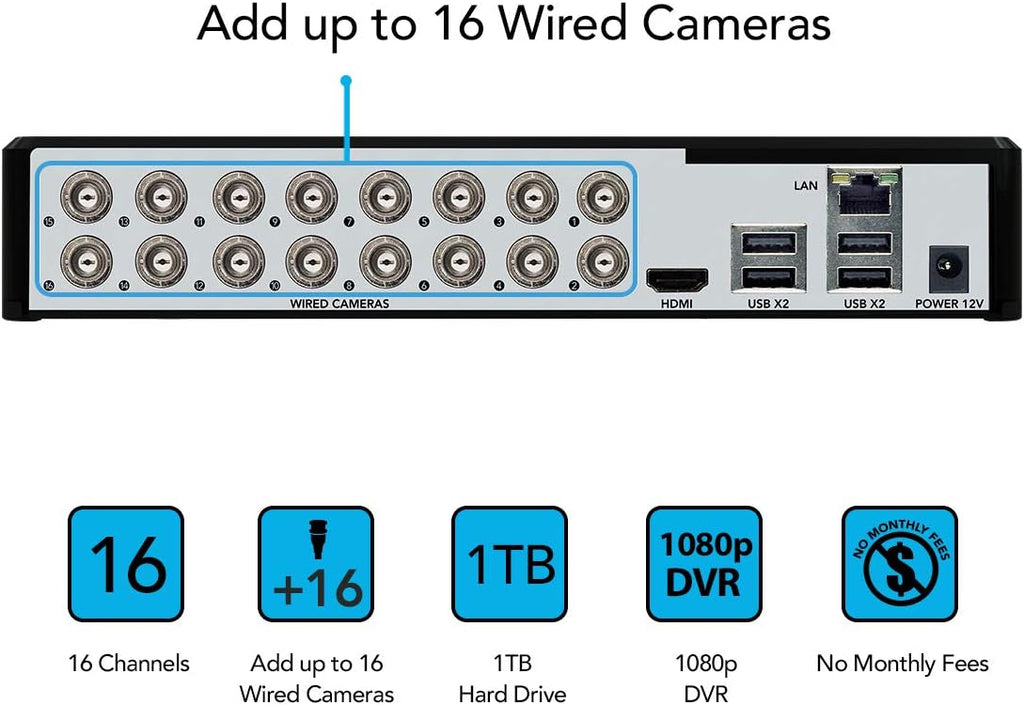 4 Wired 1080p HD Indoor/Outdoor Security Camera System with 1TB Hard Drive C3949