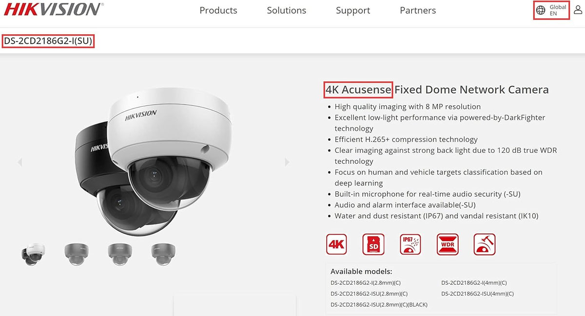 4K Acusense Fixed Dome Network Camera with 2.8mm Lens L28501