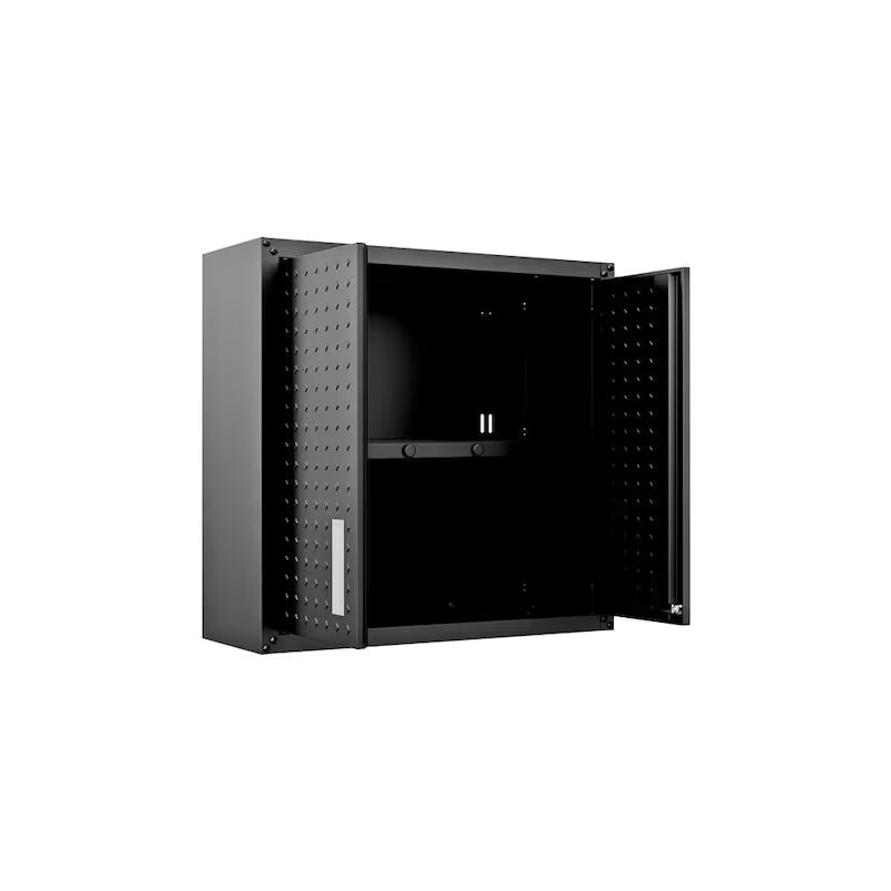2-Shelf Wall Mount Metal Garage Cabinet in Charcoal Grey X30922