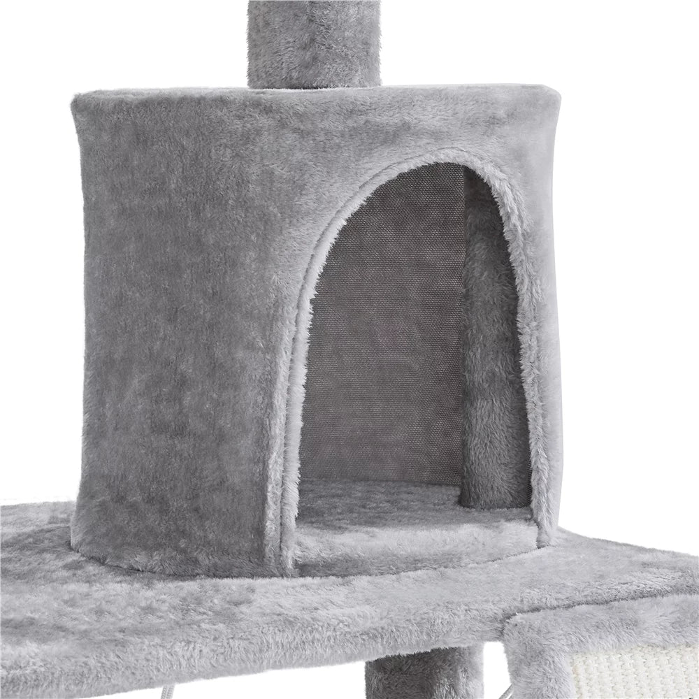 Light Gray Cat Tree Condo with Scratching Post R464