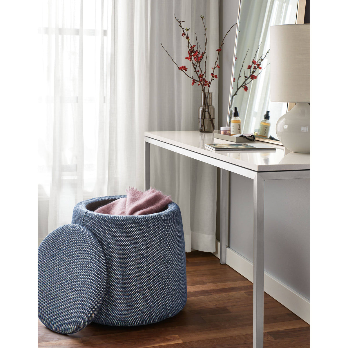 White Venatino Marble Top Parsons Console Table G76799