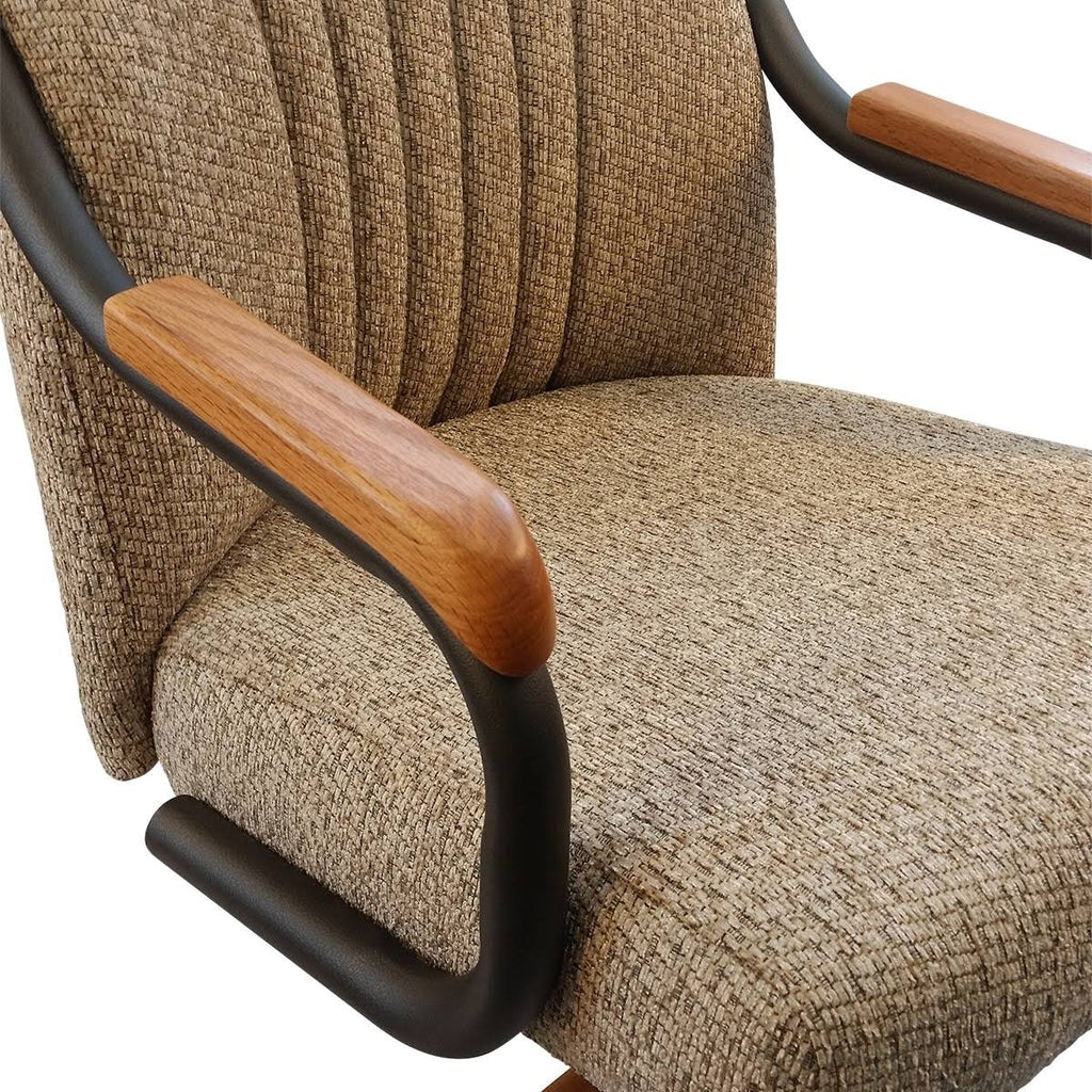 Swivel Tilt Caster Arm Chair in Wheat Tweed Fabric O69088