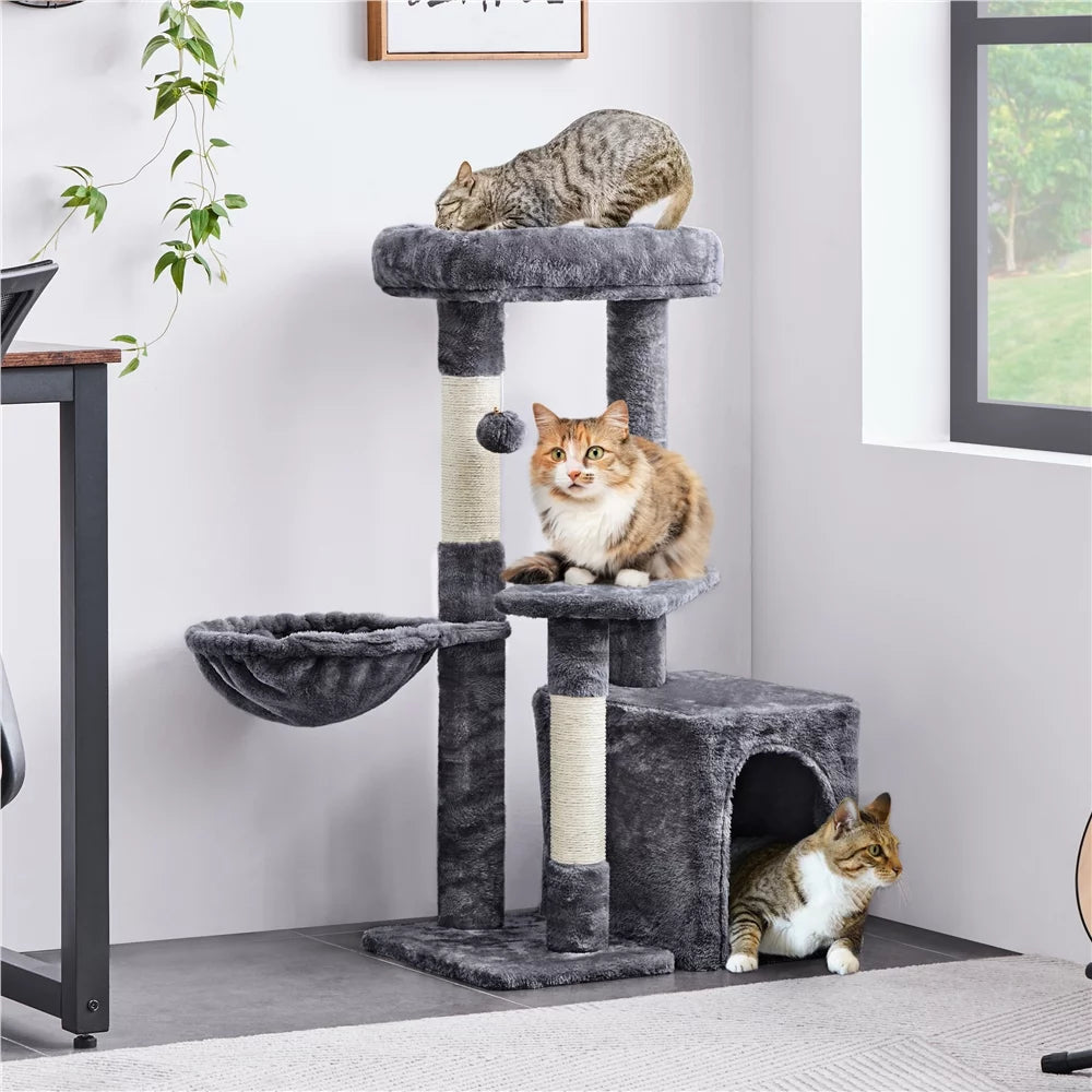 Dark Gray Cat Tree Tower with Condo and Perches T96714