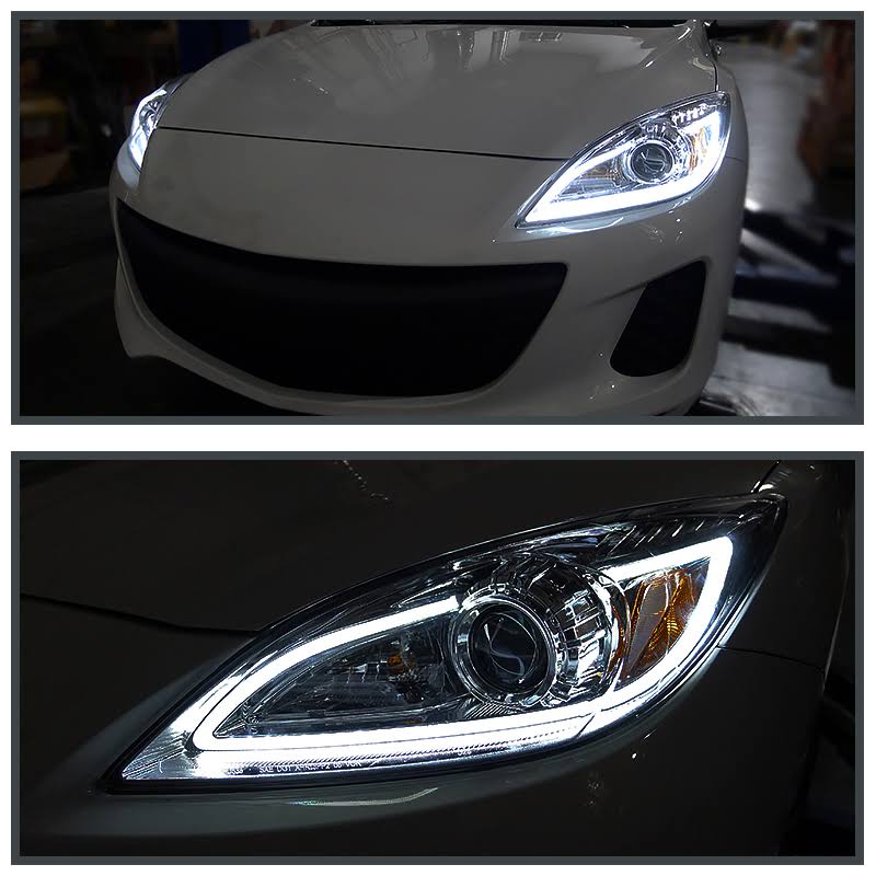 Chrome Projector Headlights with LED DRL Strip G71137
