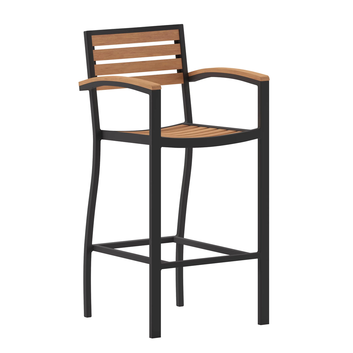 Teak Bar Height Stool with Arms C895