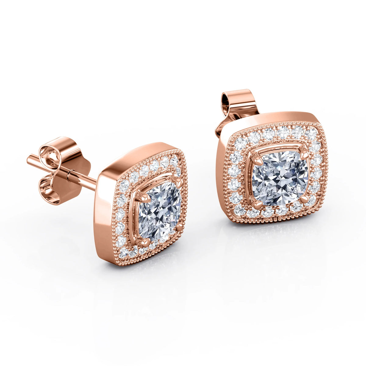 10K Rose Gold Diamond Stud Earrings P47480