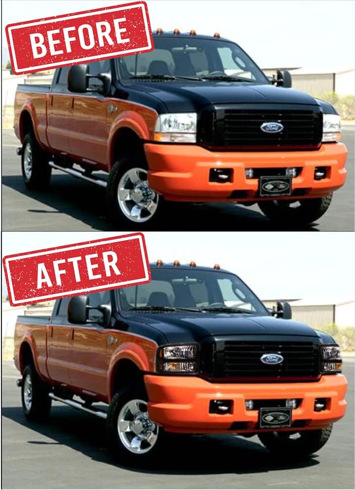 Black Housing Halogen Headlights Compatible With Ford Super Duty 1999-2007 W6412