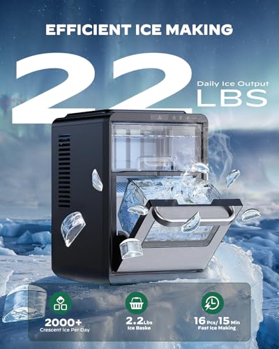 Crescent Ice Maker Countertop, Self-Cleaning, 16 Pcs in 15 Mins S9991