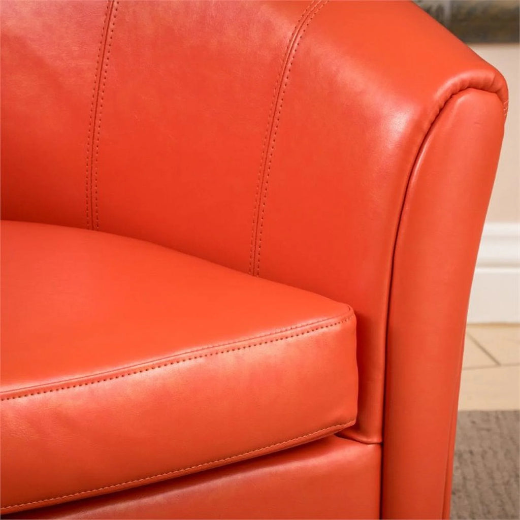 Bonded Leather Club Chair in Orange O28982