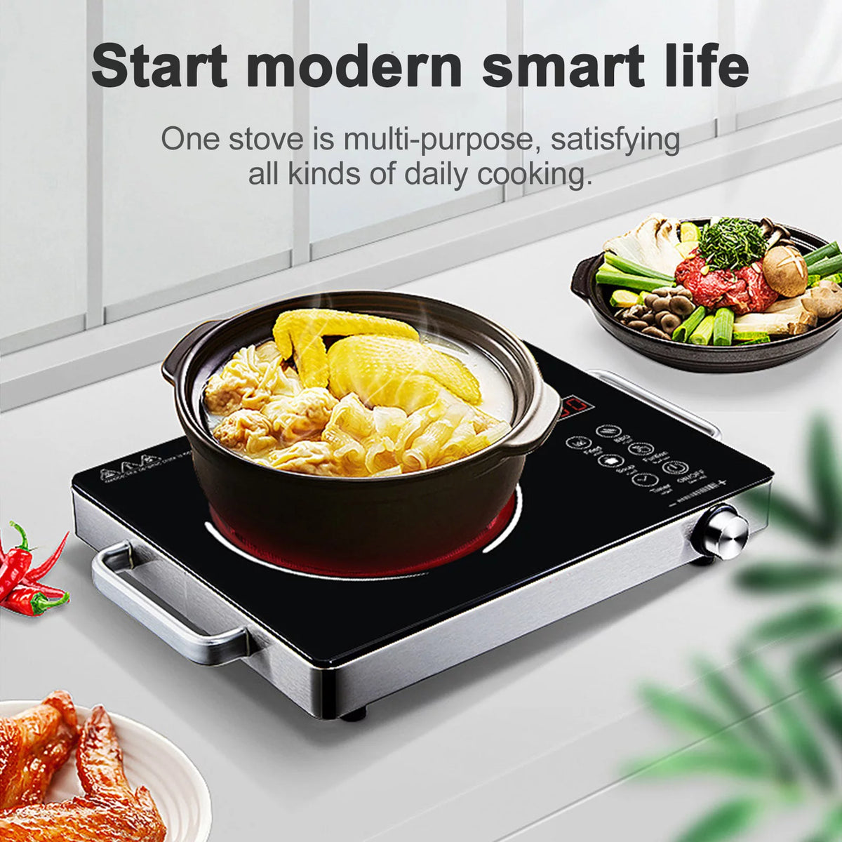 Electric Hot Plate Infrared Induction Cooktop 3500W Ceramic Glass Z972