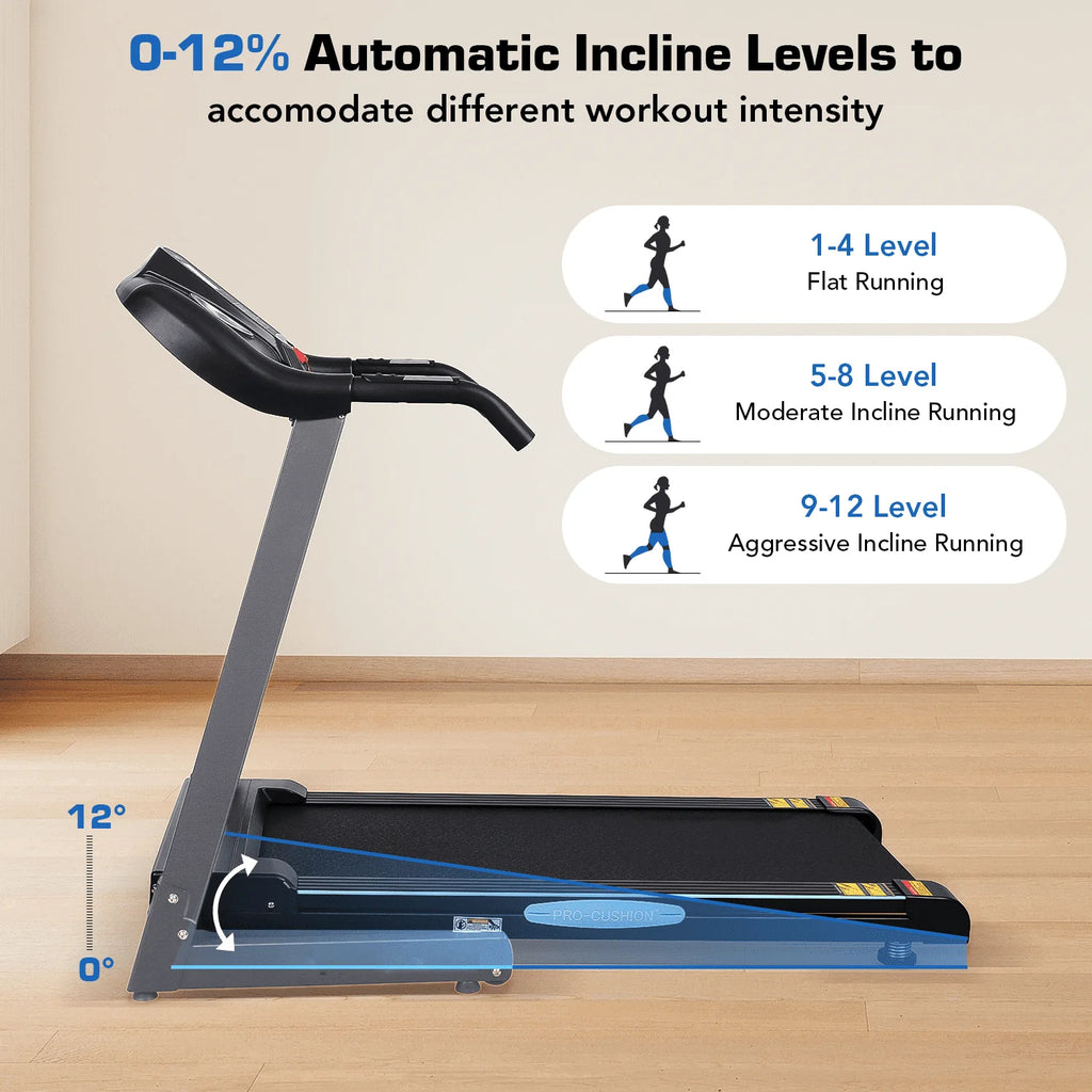 2.5 HP Folding Treadmill with 12% Auto Incline X599