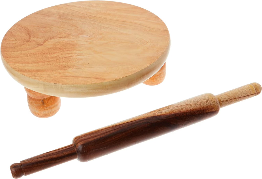 Manual Wooden Roti Chapati Tortilla Presser Maker With Rolling Pin, 10-Inch J117