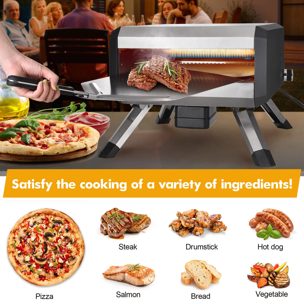 Portable Stainless Steel Gas Pizza Oven with 14" Pizza Stone T699098