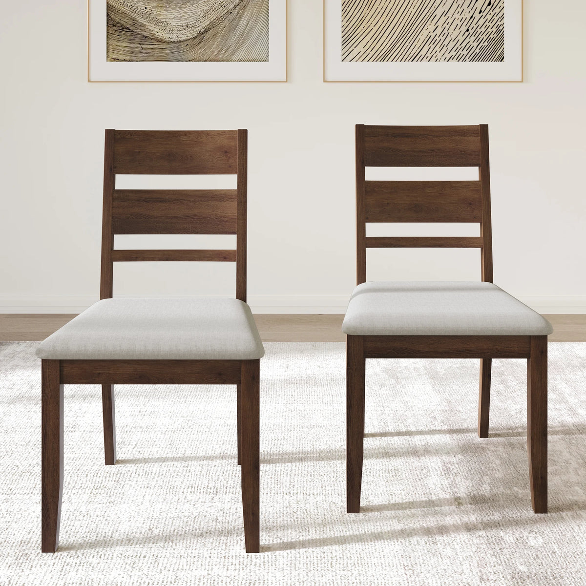 Vintage Style Wooden Dining Chair Set of 2 Brown F455
