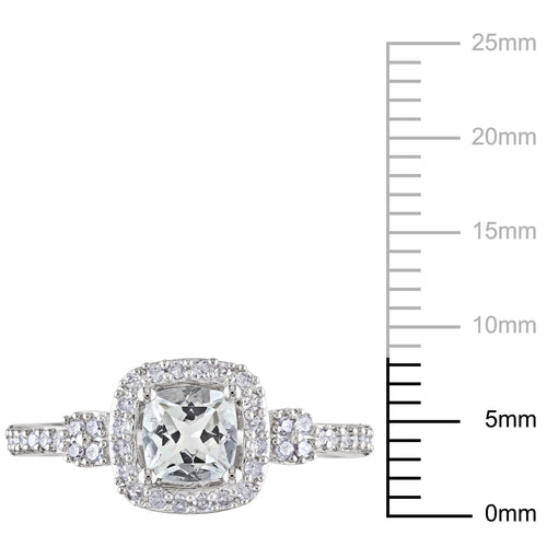 10kt White Gold Square Halo Ring R757