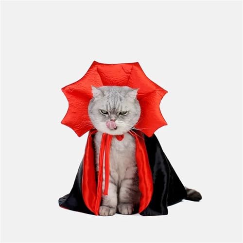 Red Black Vampire Cape Cloak Pet Cat Adjustable Cosplay Set O605365