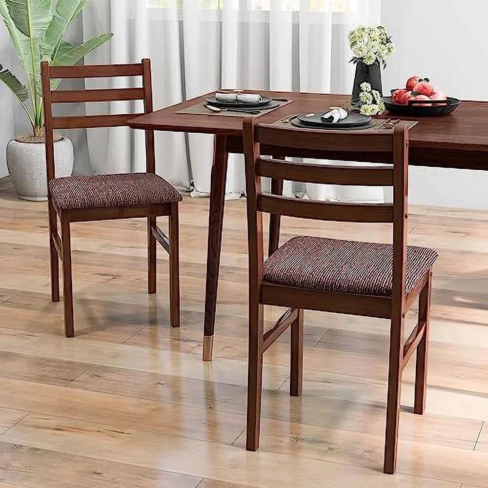 Walnut Set of 4 Wooden Dining Chairs with Padded Seat D342055