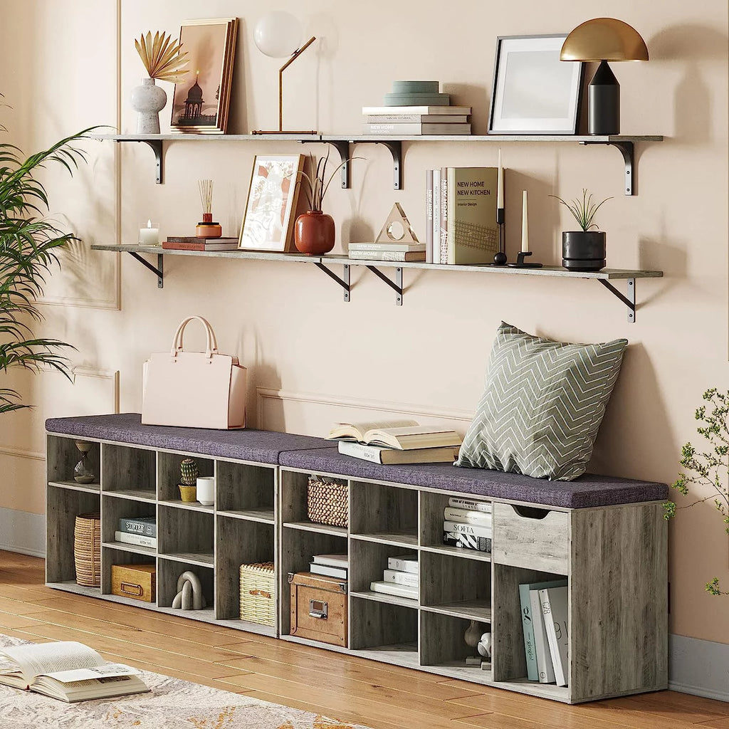 12 Cubbies Shoe Bench with Cushion L36144