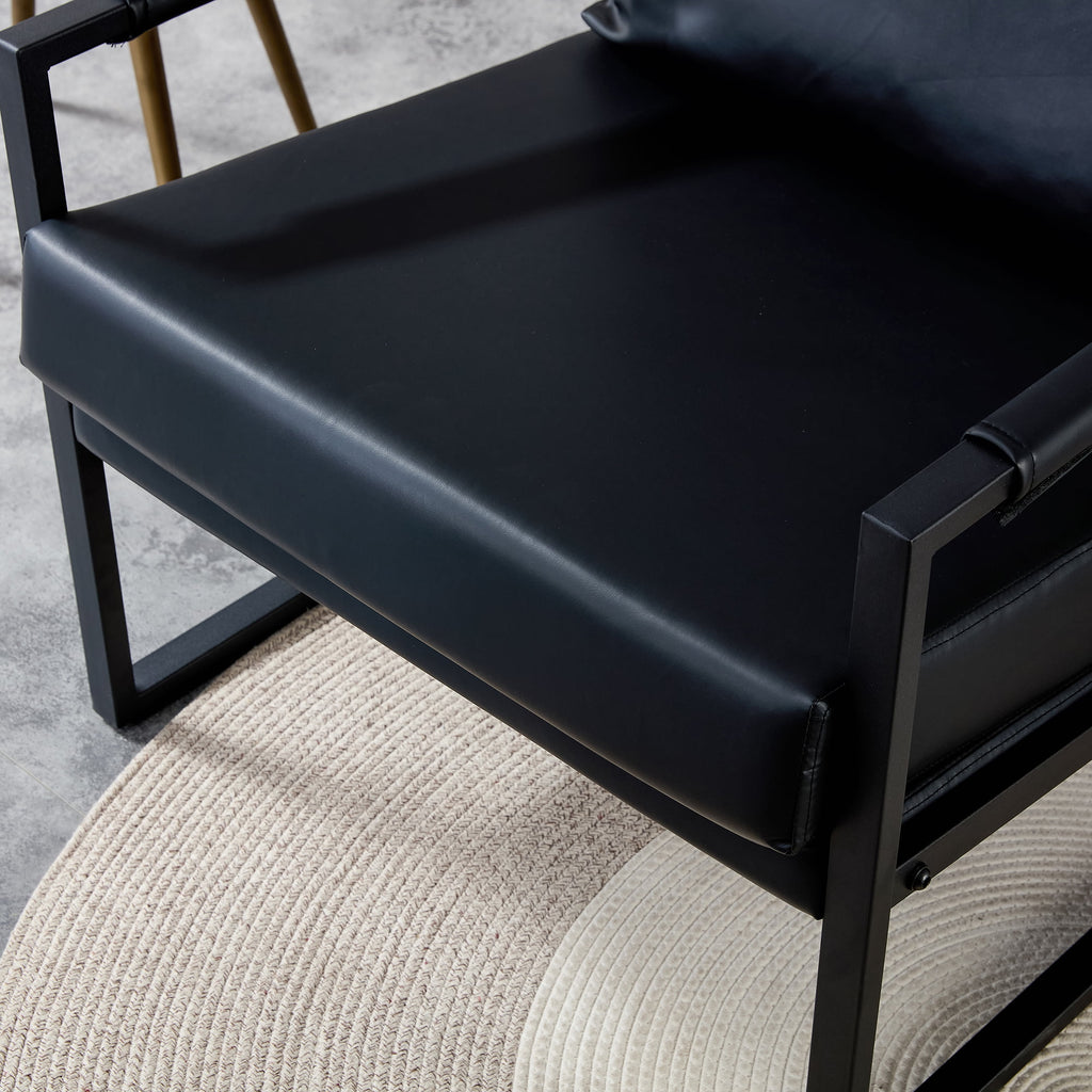 Black PU Leather Accent Armchair with Metal Frame H61438