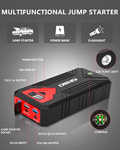 24000mAh 12V Jump Starter with LED Light and USB QC 3.0 Z176