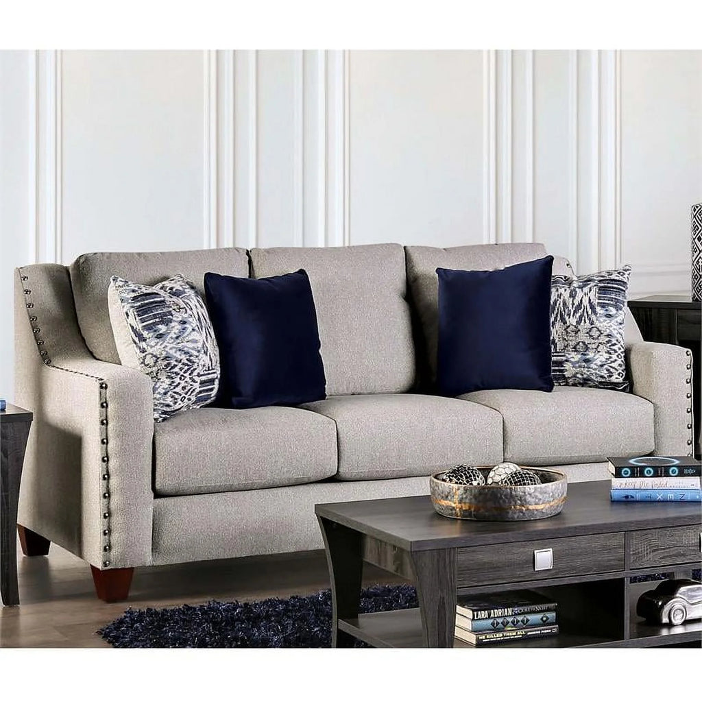 Light Gray Fabric Nailhead Sofa W75715