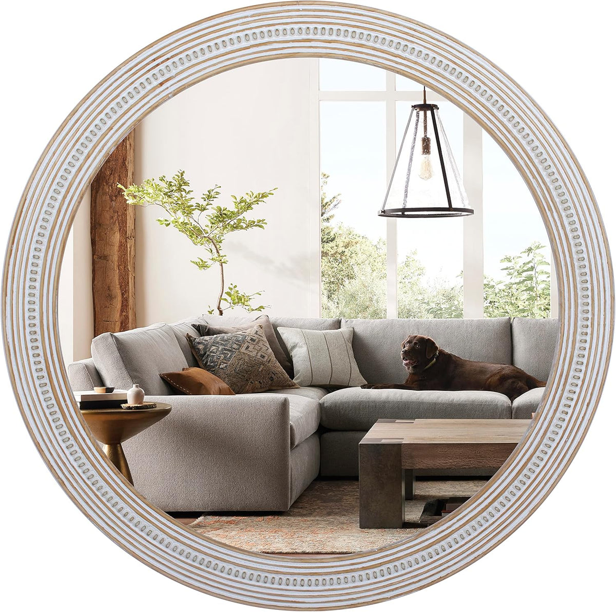 32" Round Wooden Decorative Mirror N84668