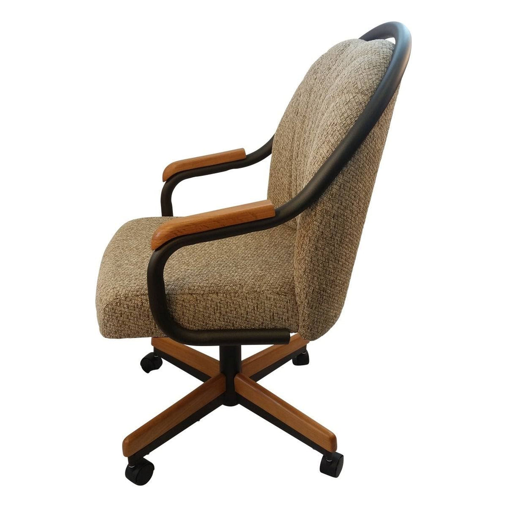 Swivel Tilt Caster Arm Chair in Wheat Tweed Fabric O69088