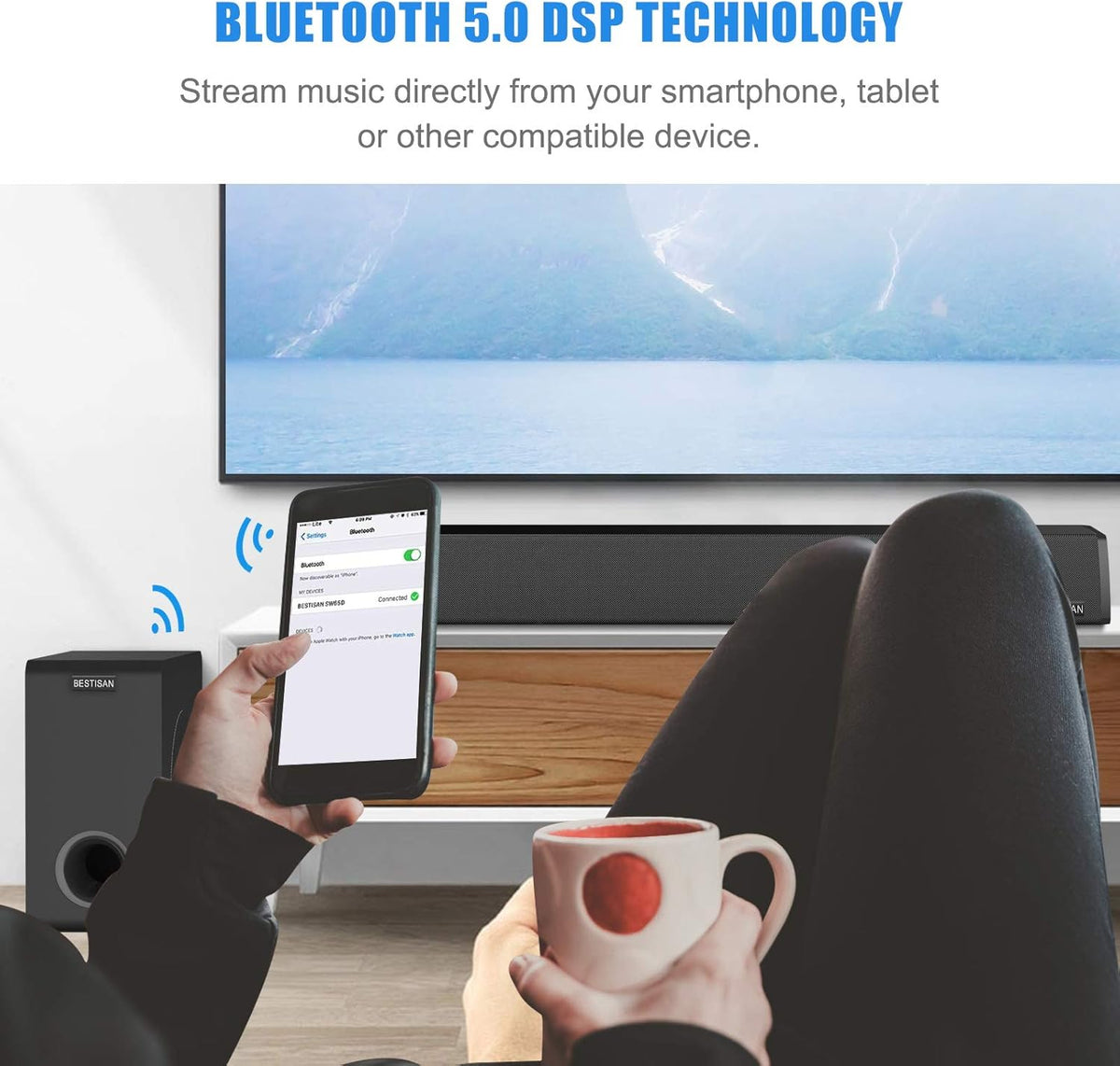 6.5’’ Bluetooth Powered Subwoofer, Black Y656