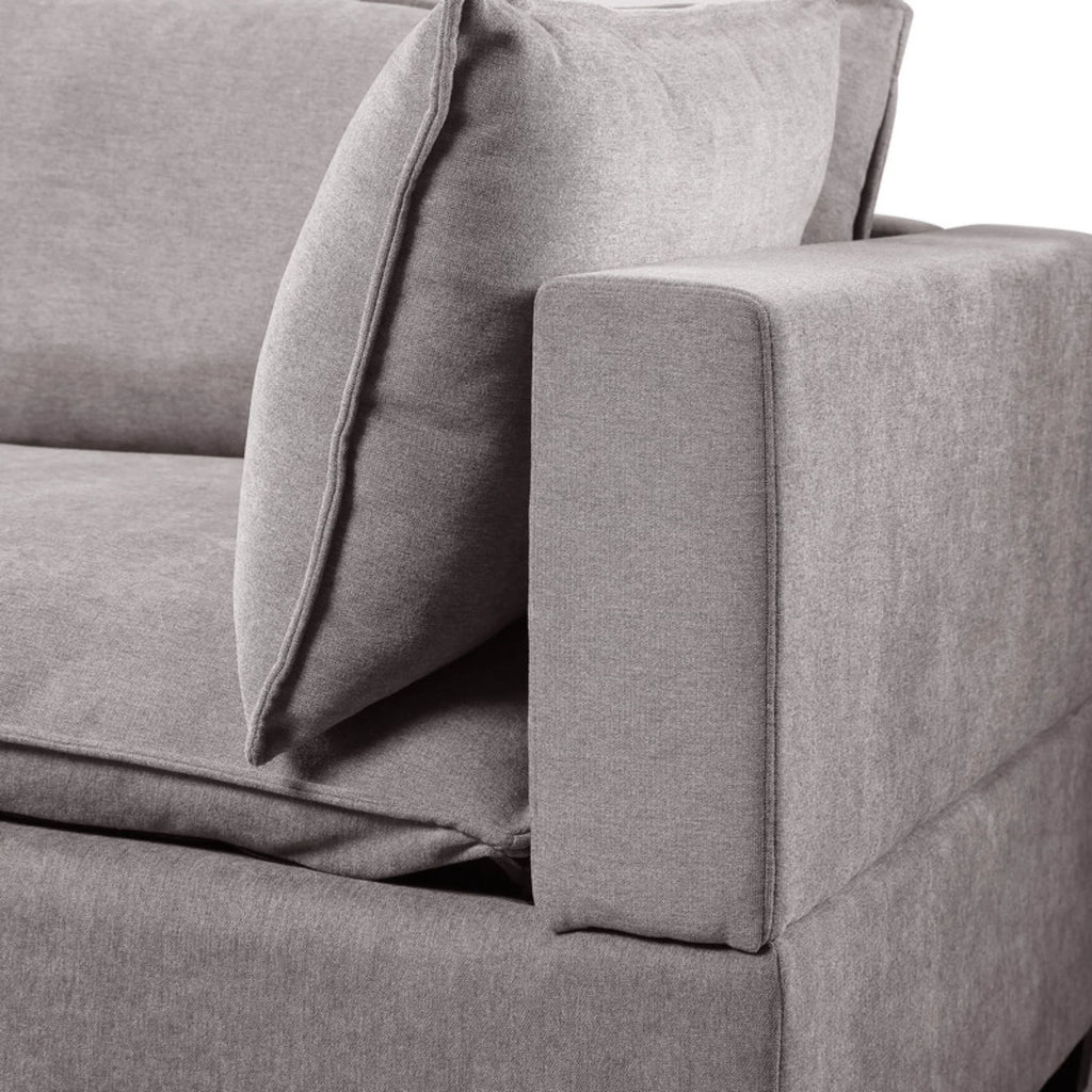 Light Gray Fabric Reversible Sectional Sofa Ottoman X731