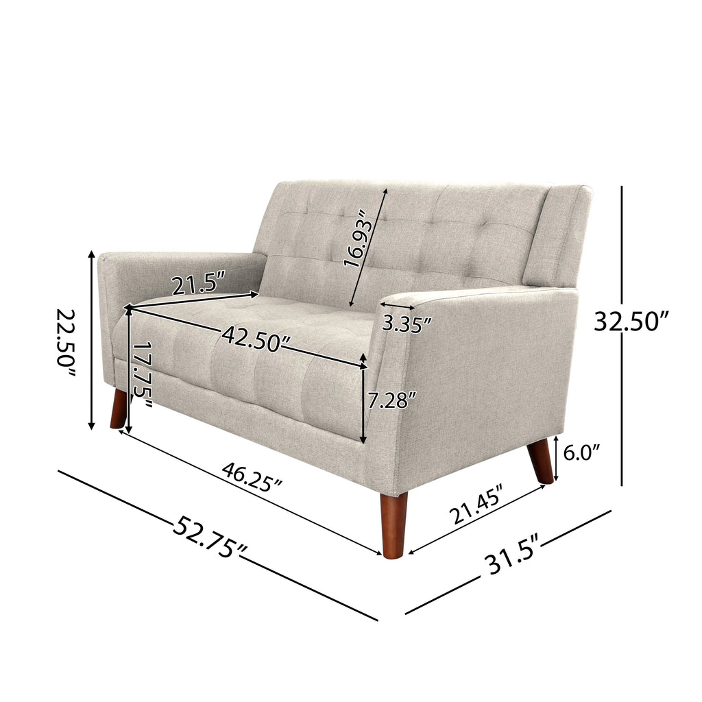 Beige Fabric Tufted Loveseat J327