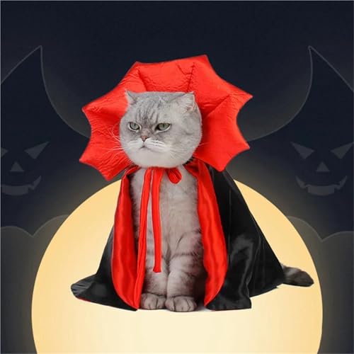 Red Black Vampire Cape Cloak Pet Cat Adjustable Cosplay Set O605365