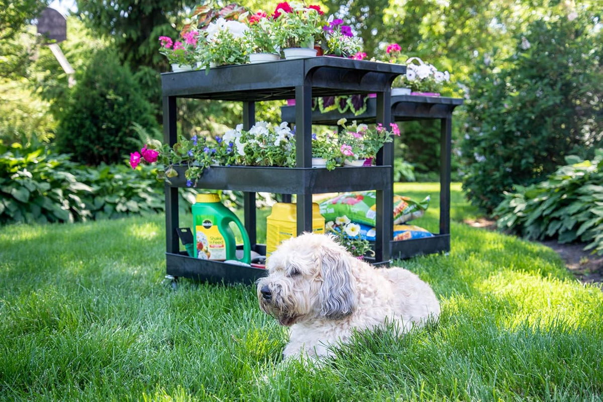 Black Mobile Utility Tub Cart with 3 Shelves N244227
