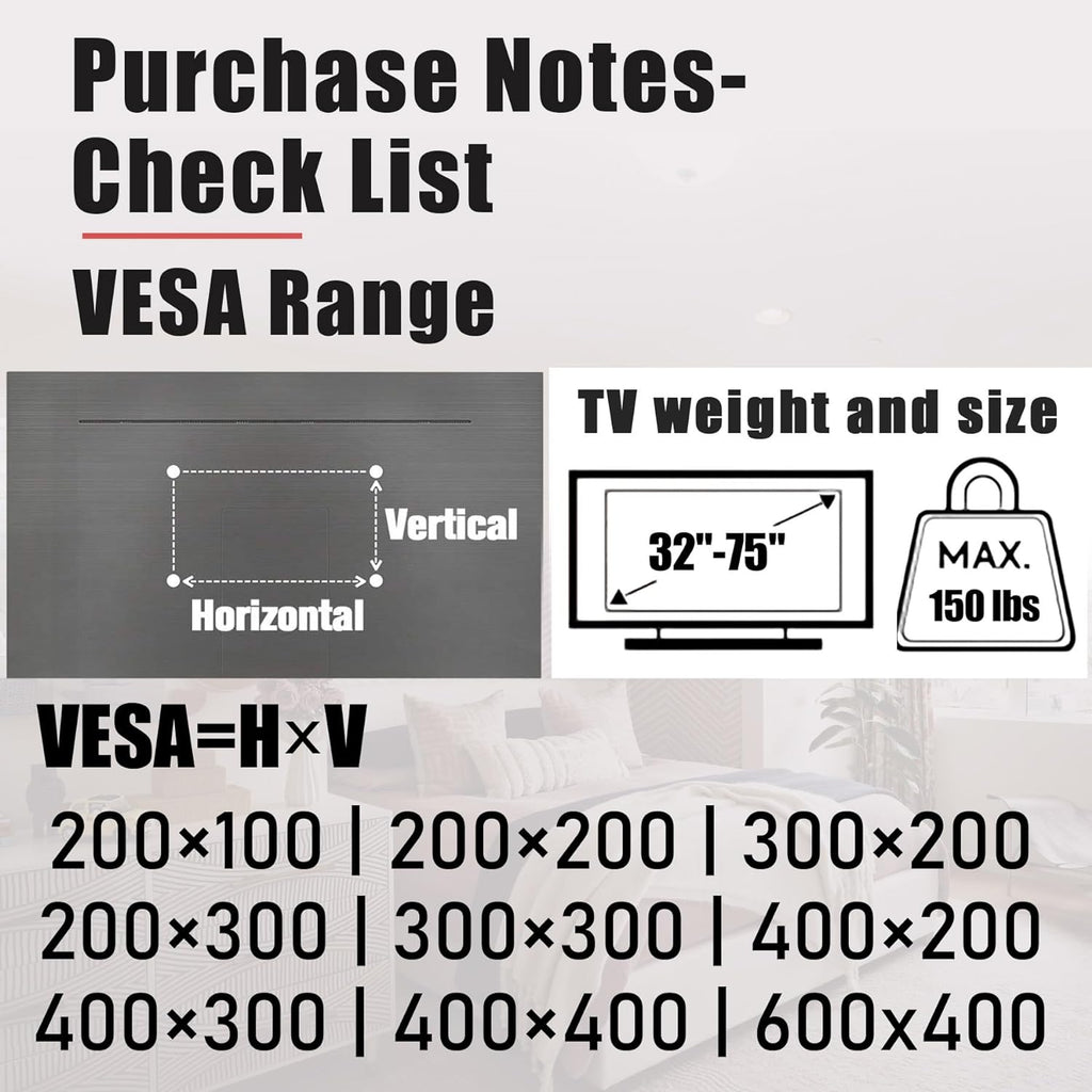 TV Wall Mount, 32-75 inch, VESA 100x100 to 600x400 N390167