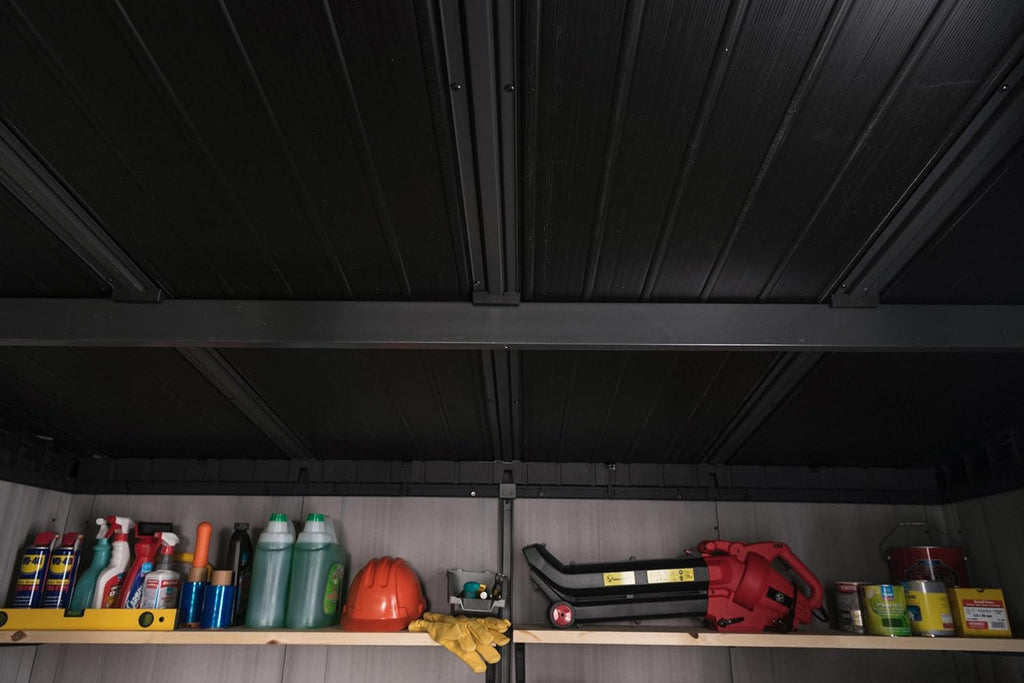 Grey & Black Resin Outdoor Storage Shed Y368