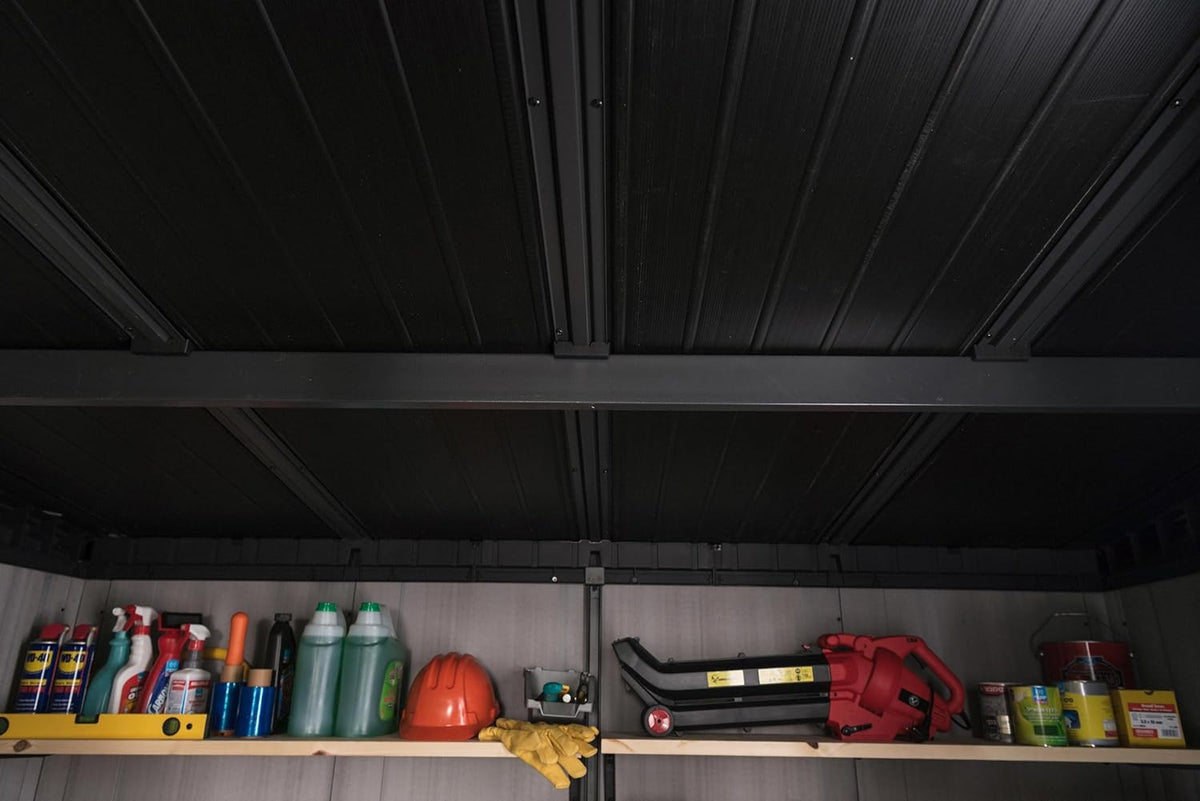 Grey & Black Resin Outdoor Storage Shed Y368