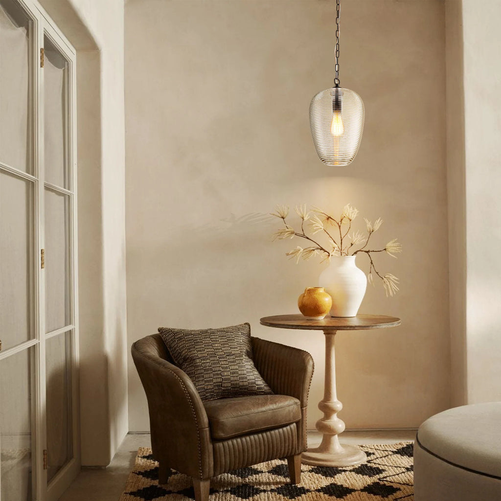 1-Light Dimmable Glass Farmhouse Pendant M3245