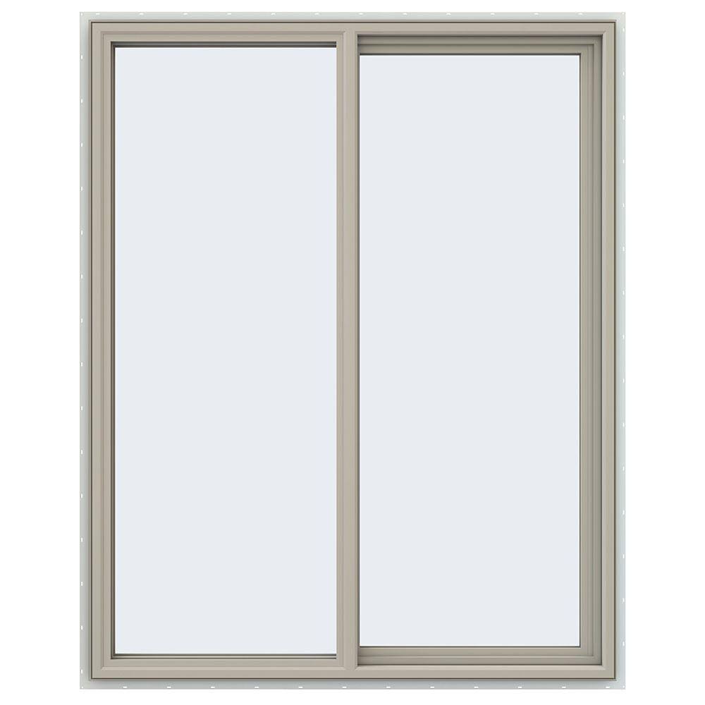 Desert Sand Vinyl Right-Handed Sliding Window with Fiberglass Mesh Screen N4406
