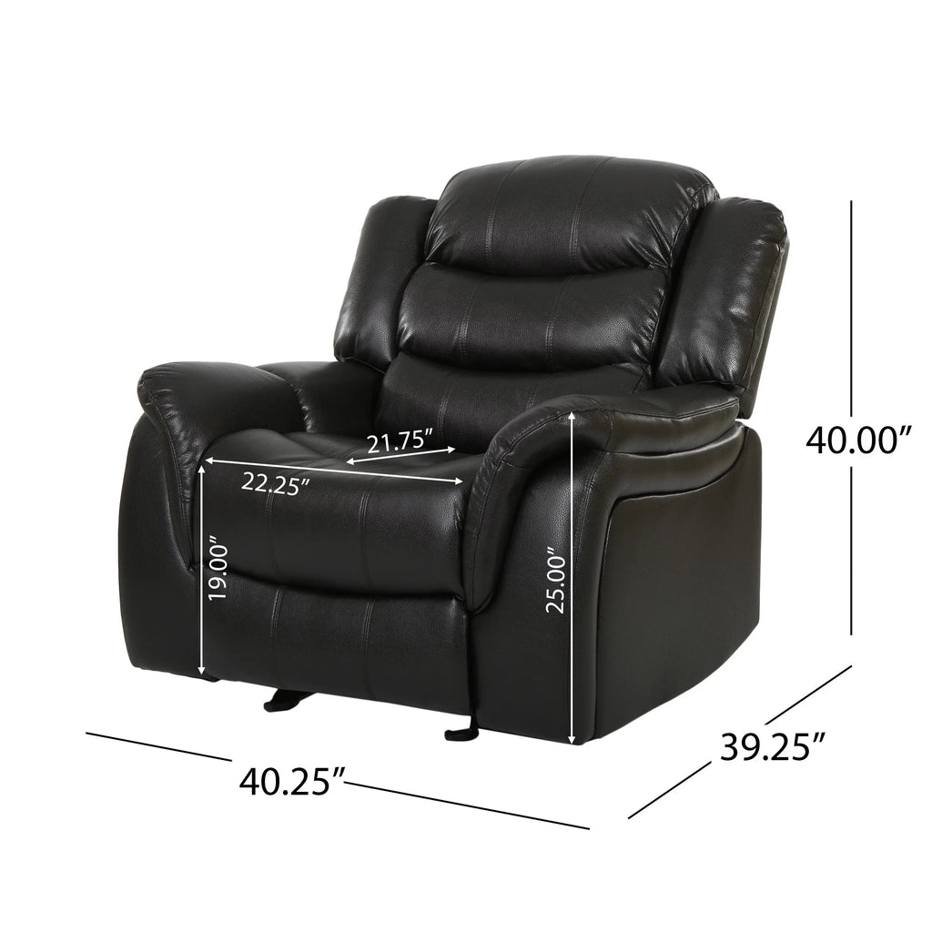 Black Faux Leather Recliner Glider Chair N50928