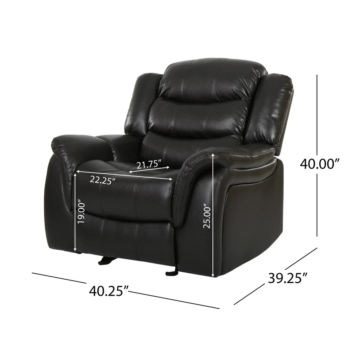 Black Faux Leather Recliner Glider Chair N50928