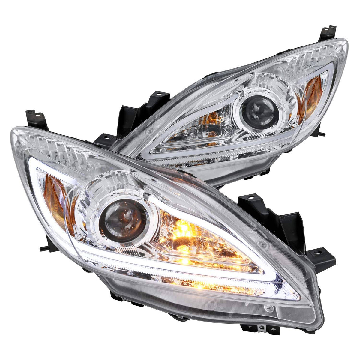 Chrome Projector Headlights with LED DRL Strip G71137