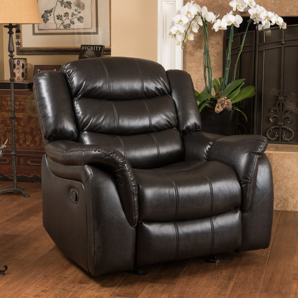 Black Faux Leather Recliner Glider Chair N50928