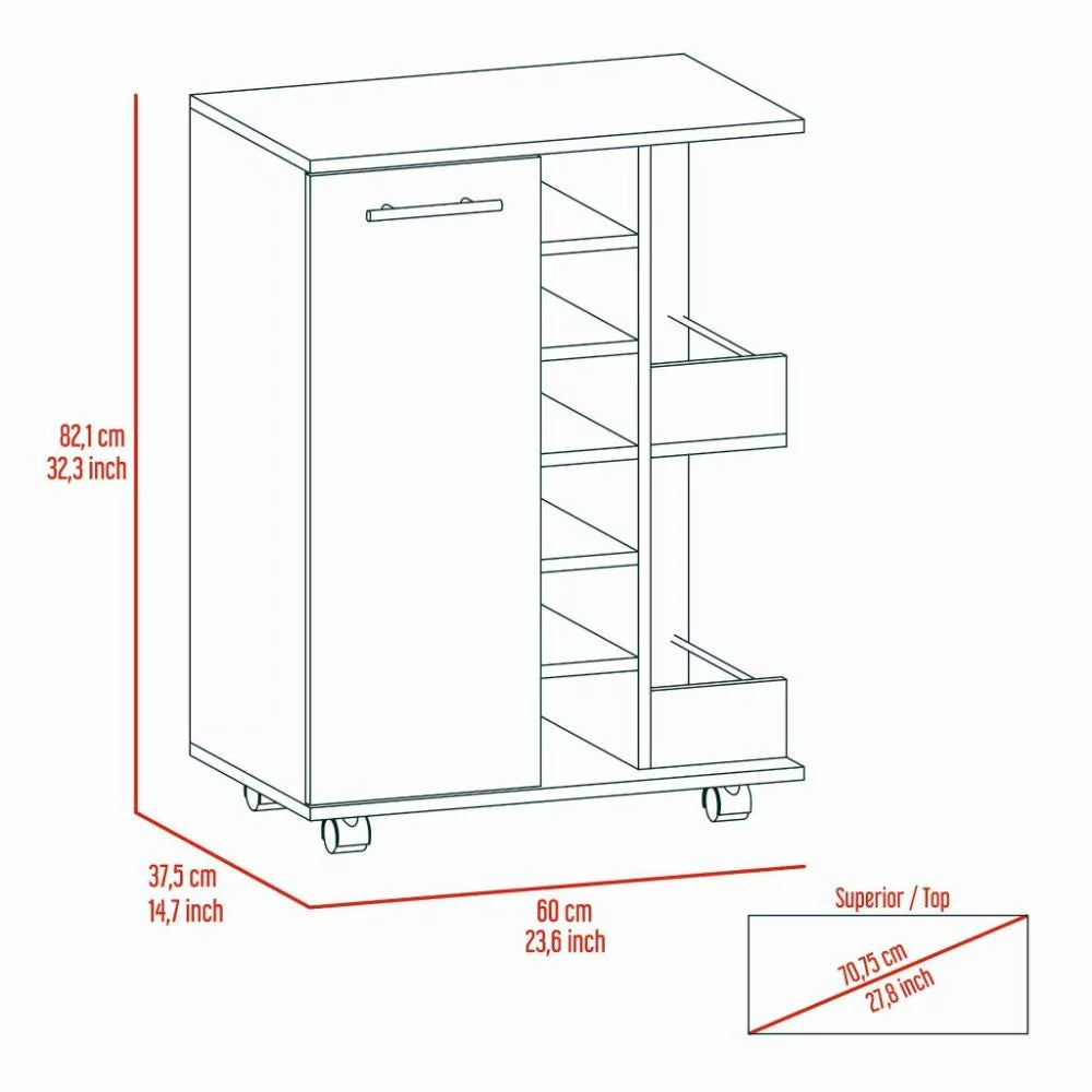 Bar Cart with Four Casters G83582