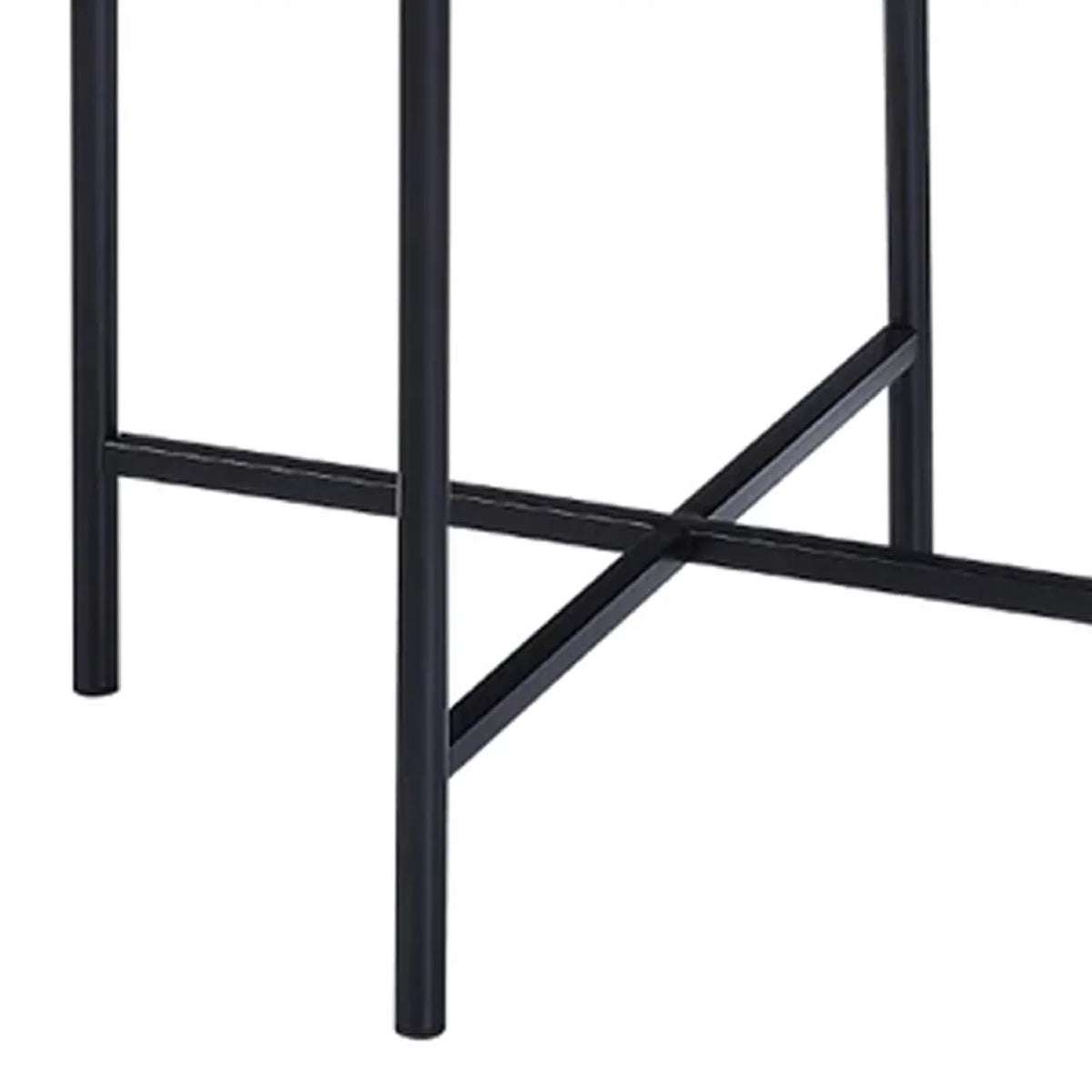 24 Inch Round End Table Rattan Accent Metal Legs Black A834